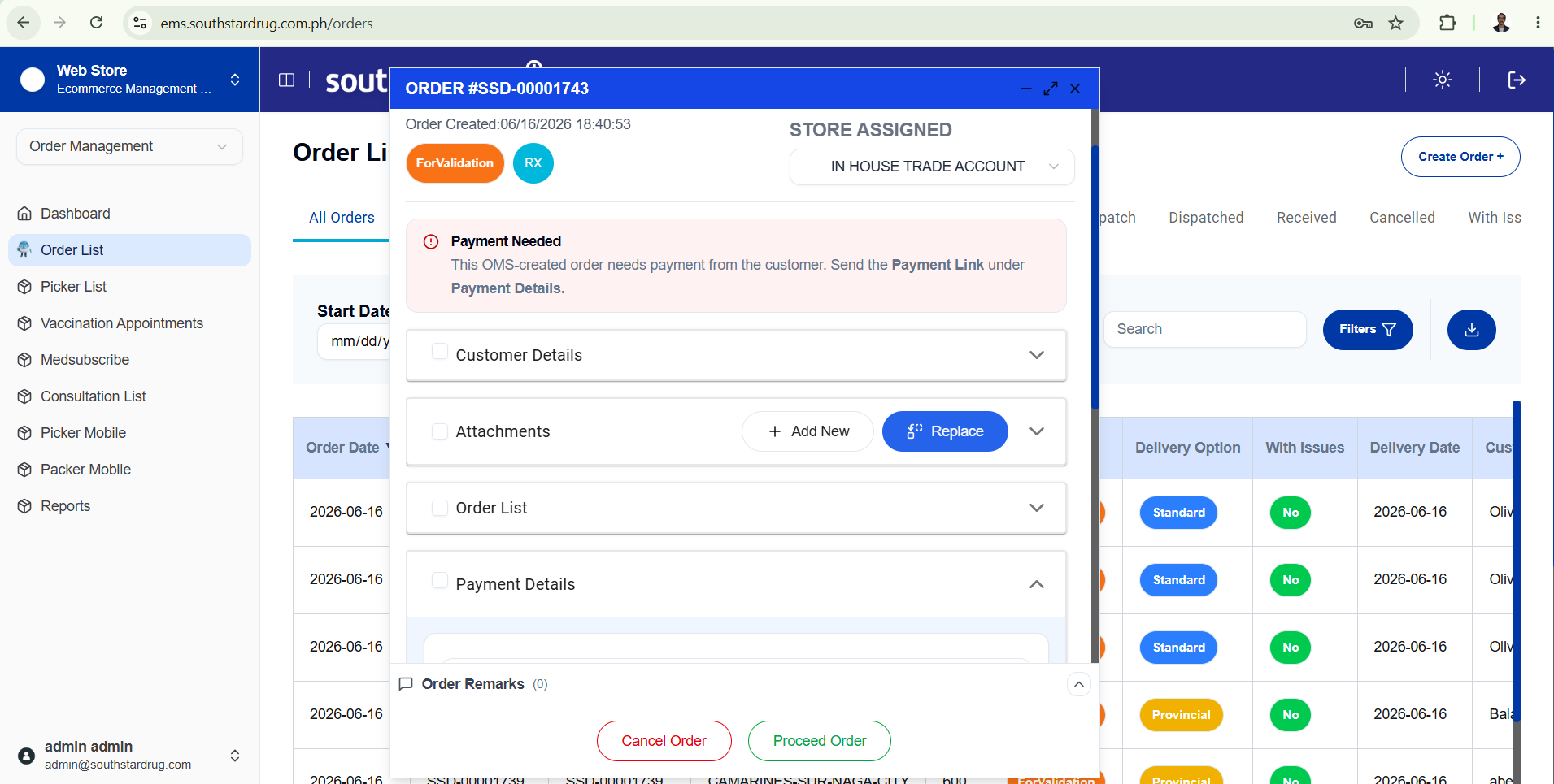 SSD Order Management